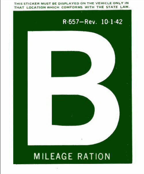 (image for) 1942 Gas Ration Sticker B